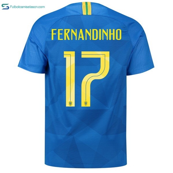 Camiseta Brasil 2ª Fernandinho 2018 Azul